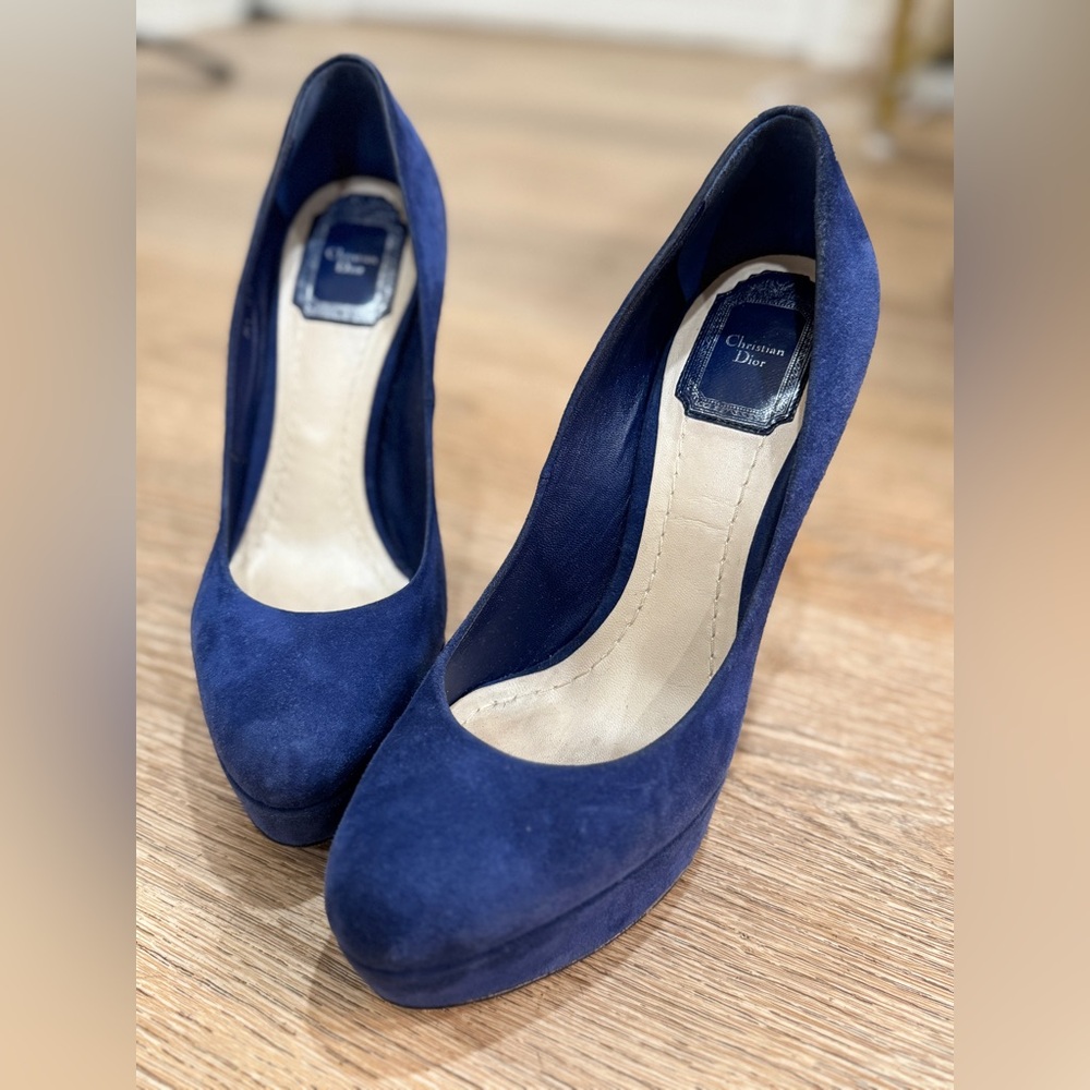 Dior Blue Suede Heels